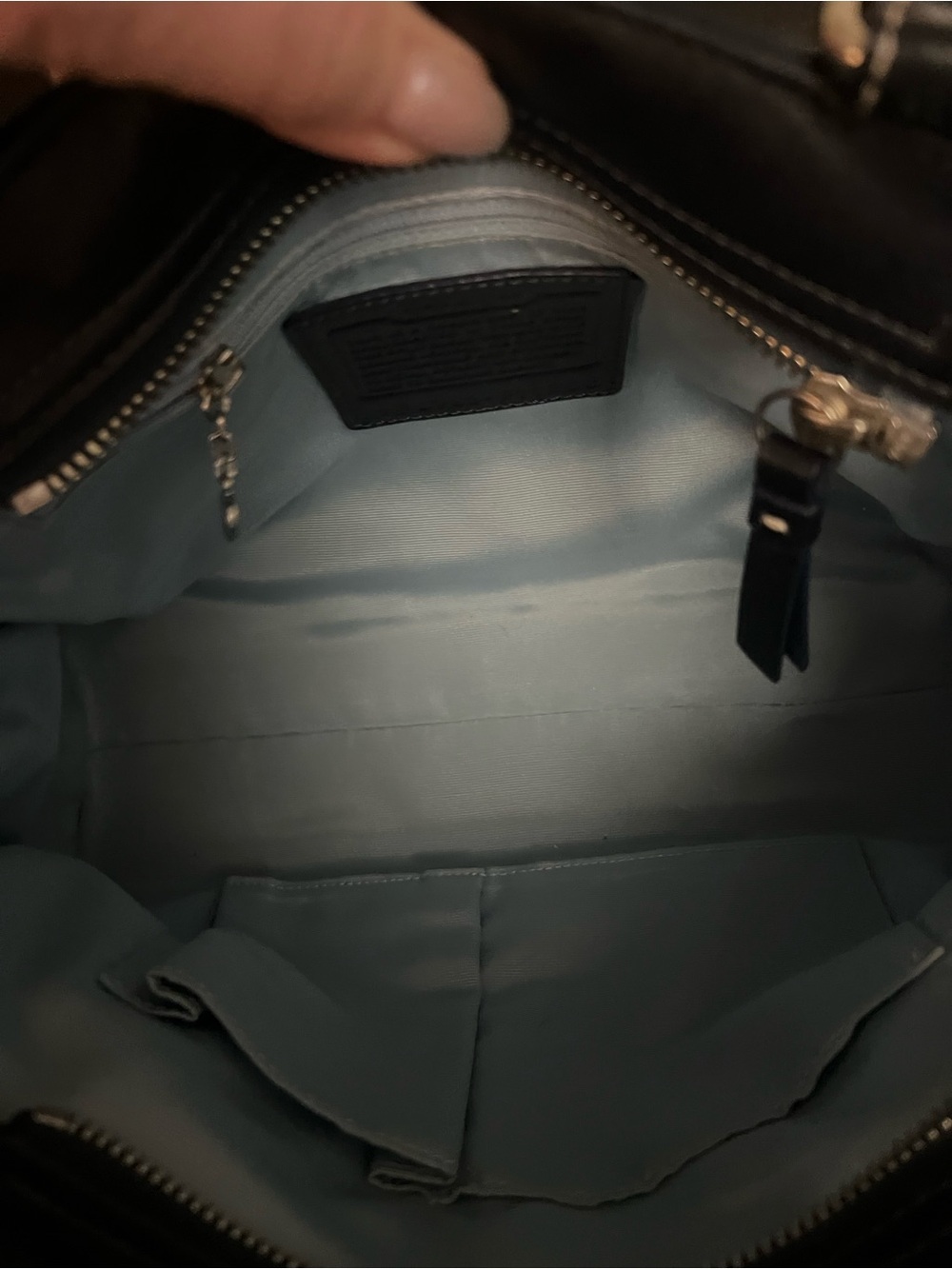 Coach Light Blue Suede & Navy Leather Hampton Satchel 2007 - Picture 10 of 14